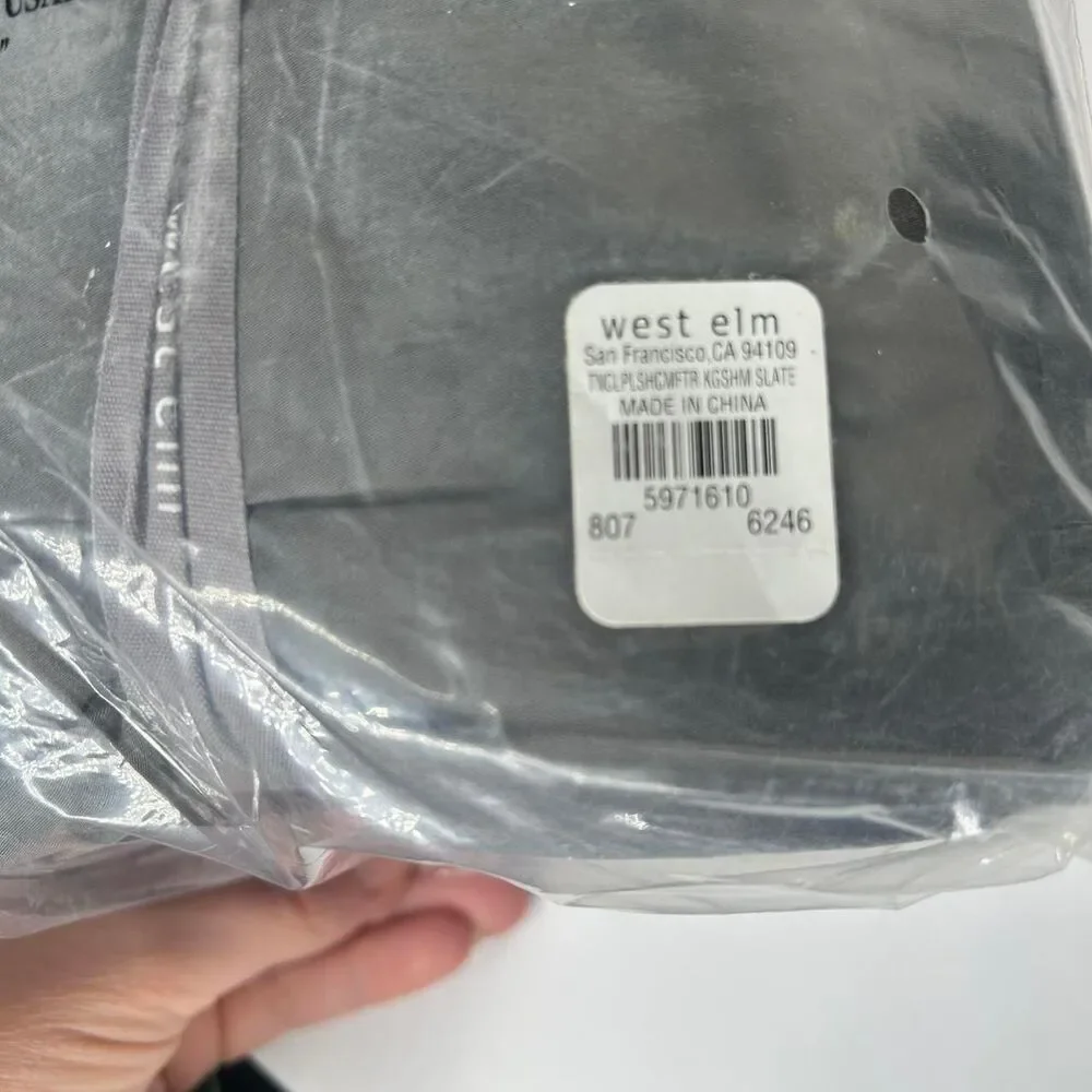 New 2 ( two ) West Elm grey king quilted shams